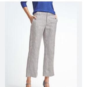 Banana Republic Blue Pinstripe Logan Linen Blend Cropped Pants